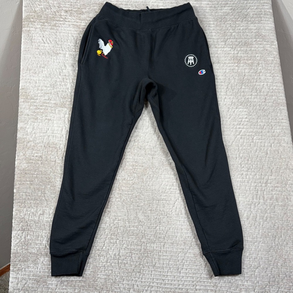 Champion Reverse Weave Barstool Sports Rooster Joggers Black Mens Medium RW25